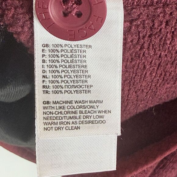 THE NORTH FACE Maroon Knit Fleece Lined Hooded Half Zip Jacket Womens Medium - Picture 6 of 7